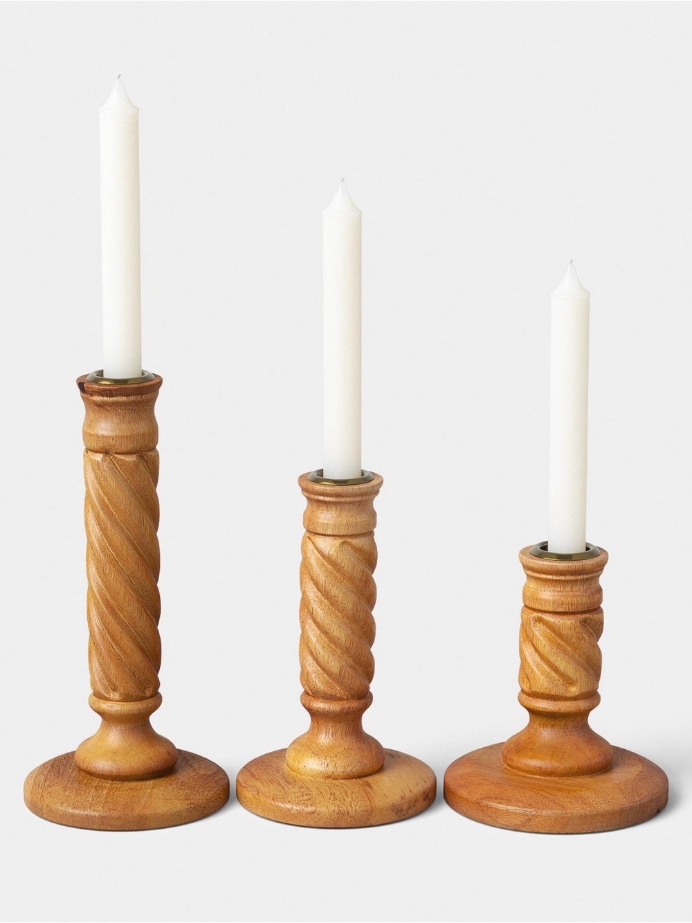 NEW! Threshold - Set of 3 Wood Taper Candle Holders